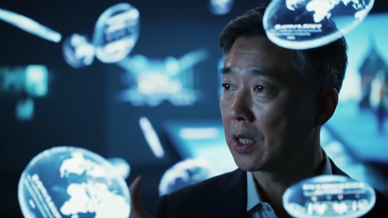 Business presentation with virtual projections