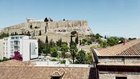 panoramic view of acropolis hill and athens rooftops