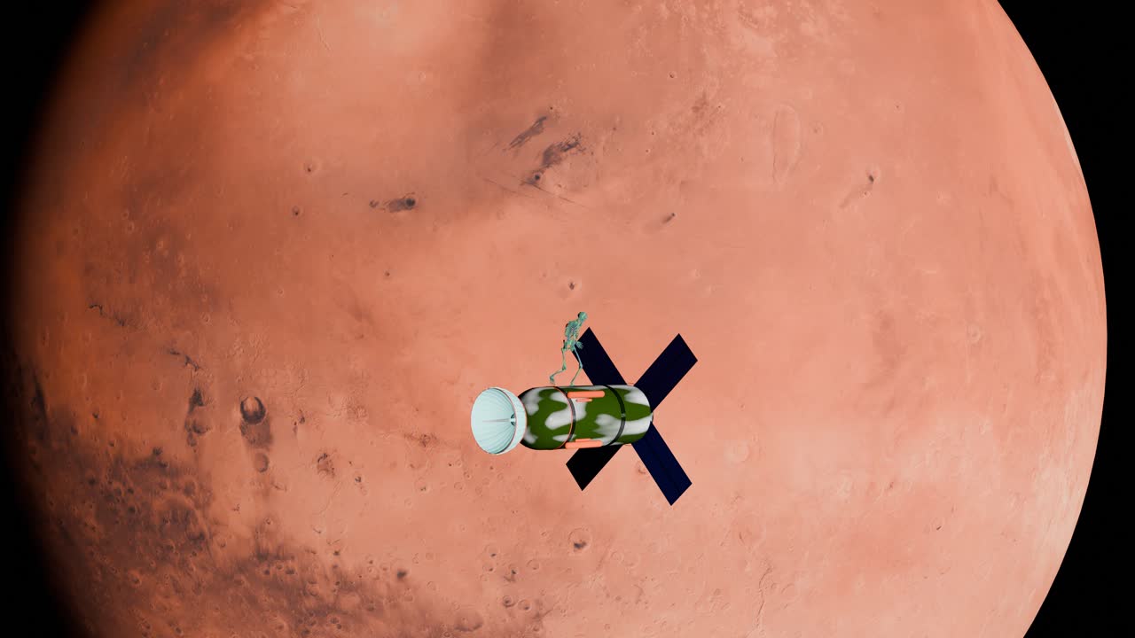 Scheletro che balla su Marte. Satellite.