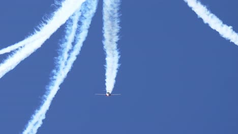 el equipo de demostración de los snowbirds de la real fuerza aérea canadiense en el espectáculo aéreo arrastrando humo