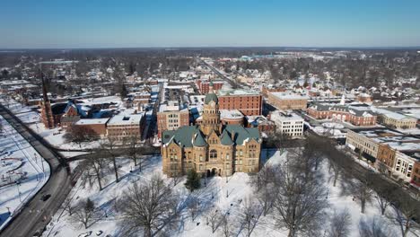 aerial drone view of trumbull county courthouse,warren, ohio