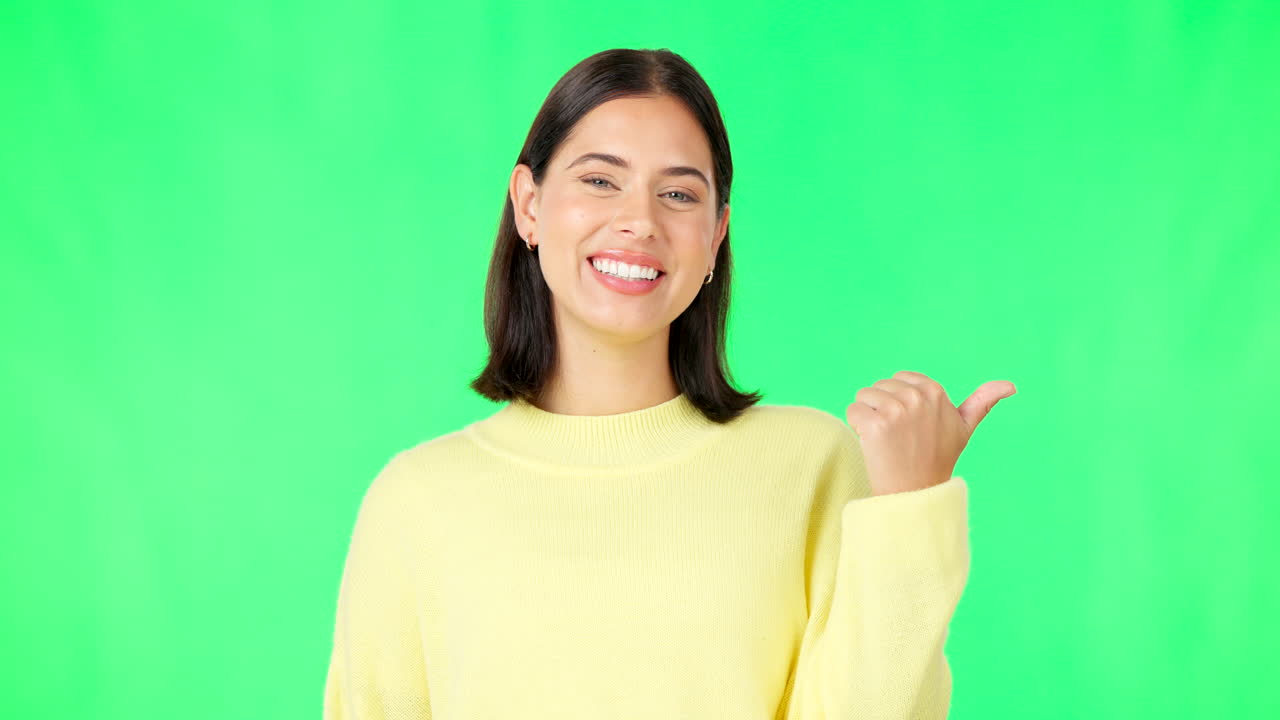 retrato, señalamiento y pantalla verde