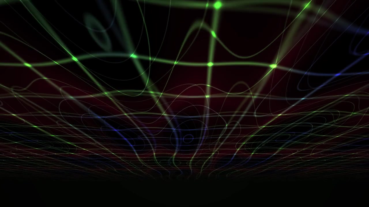 Abstract Digital Grid with Glowing Neon Light Waves