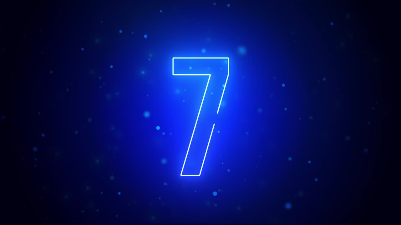 4k loop video animation neon light in blue countdown numbers holiday concept happy new year 2022