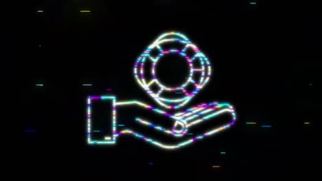 el estilo de glitch, lifebuoy en las manos gráfico en movimiento.