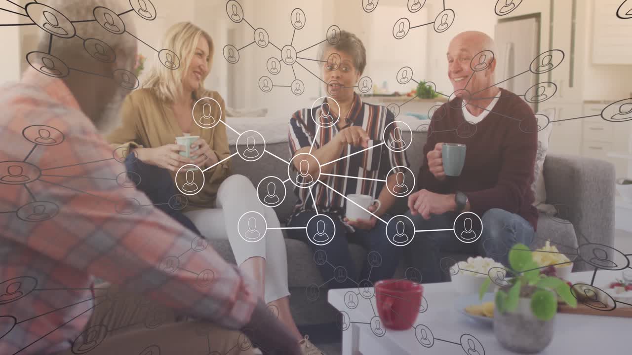 다양한 노인 그룹이 이야기하는 미디어 아이콘의 애니메이션