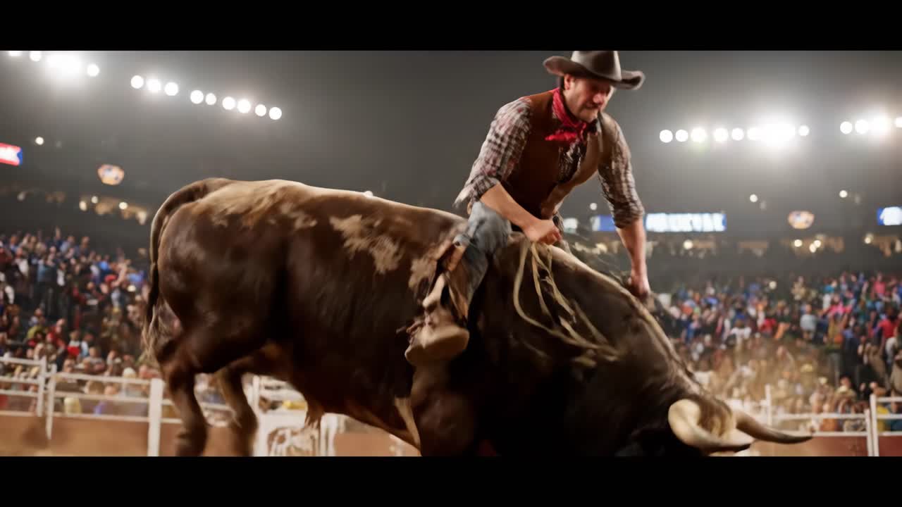 Cowboy Bull Riding at Rodeo