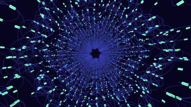 A Blue And Green Lines And Dots