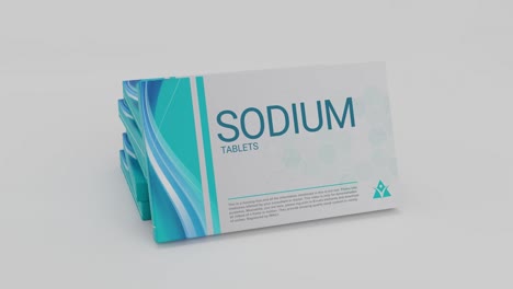 comprimidos de sodio en caja de medicamentos