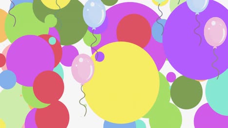 animación de puntos y globos sobre fondo blanco