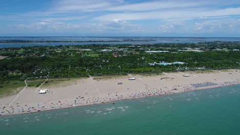 Italy,-the-beach-of-the-Adriatic-sea.-Rest-on-the-sea-near-Venice.-Aerial-FPV-drone-flights.