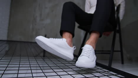 stylish white sneakers with black pants