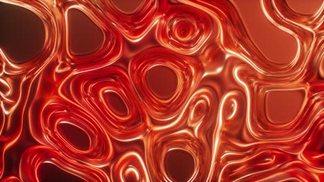abstract animation of wavy surface forms ripples like in fluid surface and the folds like in tissue. red silky fabric forms beautiful folds. seamless loop 3d render