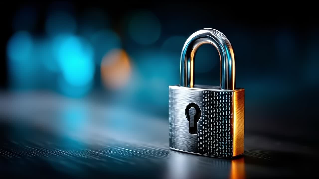 un candado en una mesa con un fondo azul