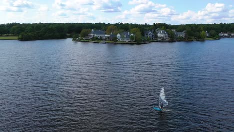 aerial over kite boarder near luxury homes real estate and mansions on ross r barnett reservoir near old trace park jackson mississippi