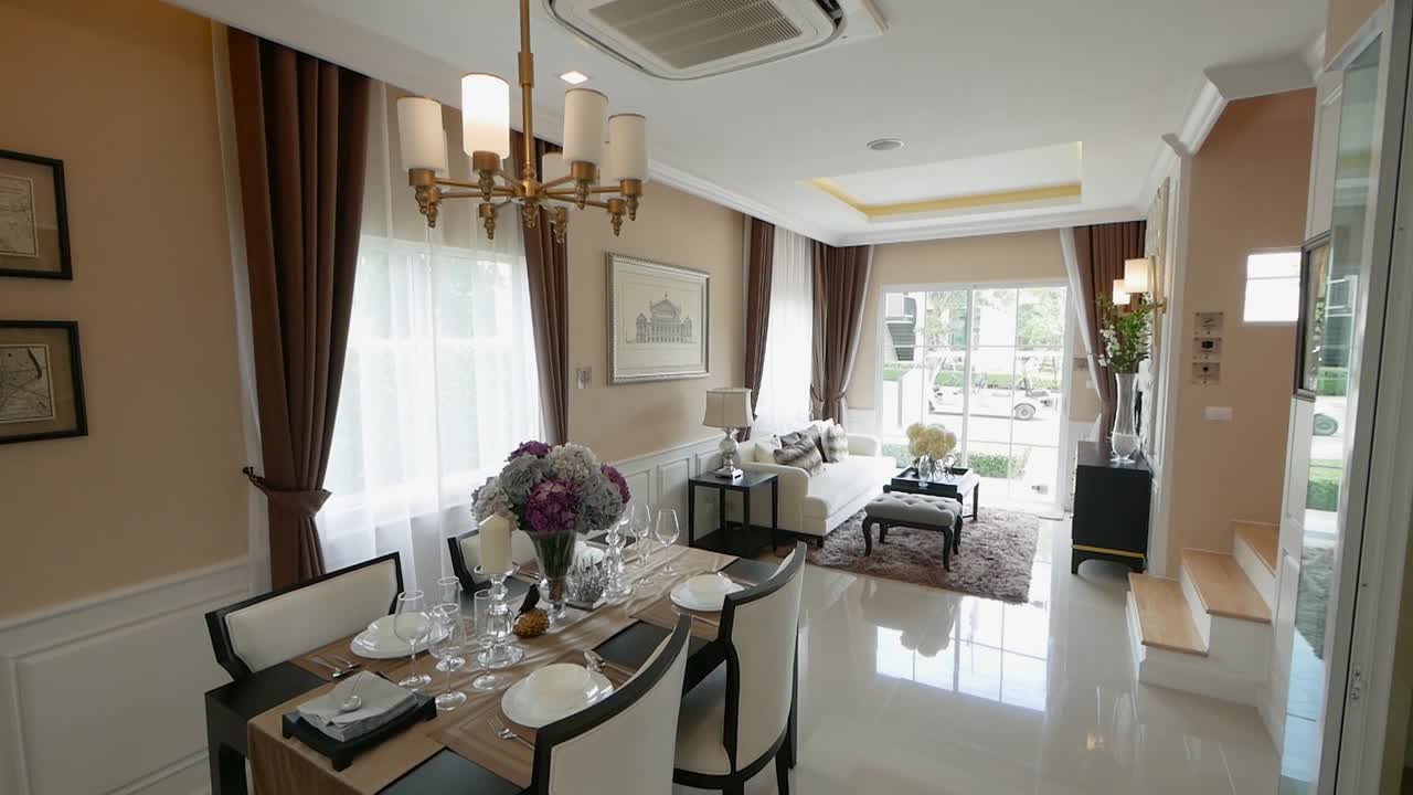 hogar moderno y elegante y comedor plano - decoración de esquina