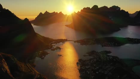 evening sunset lofoten islands norway. reine lofoten is an archipelago in the county of nordland, norway.