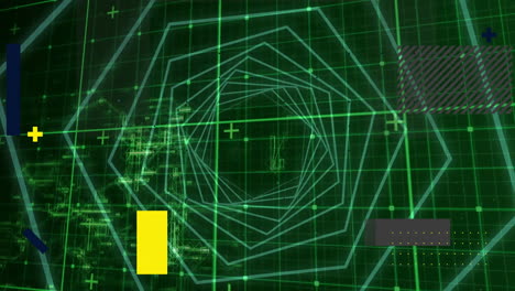 animación de cuadrícula hexagonal y formas geométricas para la visualización de datos