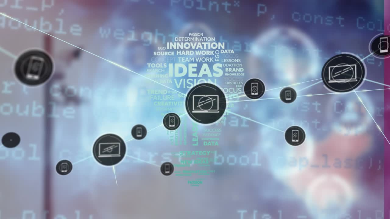 Animation af netværk af forbindelser over databehandling