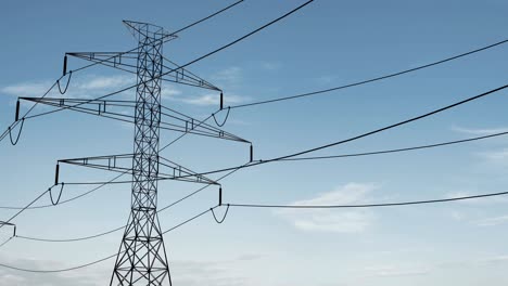 high voltage electricity tower and power lines under the beautiful sky. loop