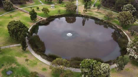 aerial flyover round lake, tilt up to reveal suburb of joondalup, perth