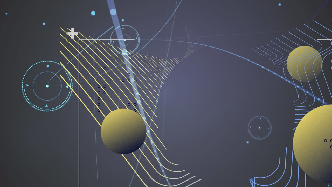 анимация фигур по сети соединений на черном фоне