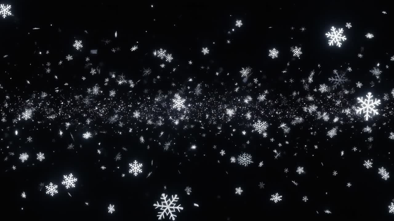 Hvite snøflak som faller på en svart bakgrunn