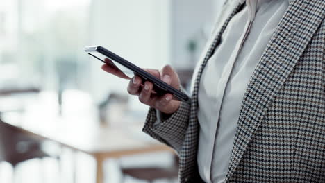 typing, hands and a person with a phone at work