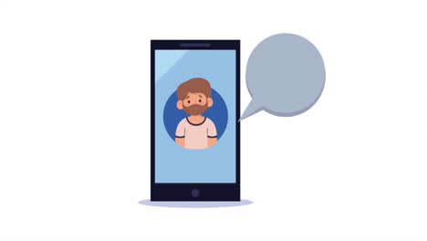 dispositivo de teléfono inteligente con hombre hablando