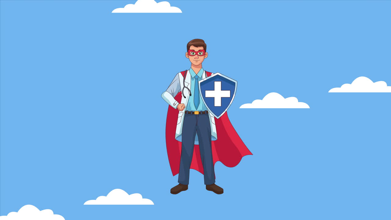 드 캐릭터를 가진 영웅적인 슈퍼 닥터 애니메이션