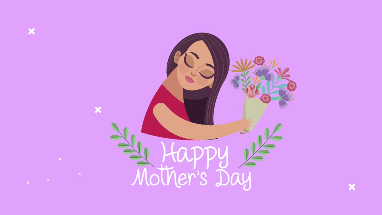 feliz día de la madre letras con la madre levantando flores ramo