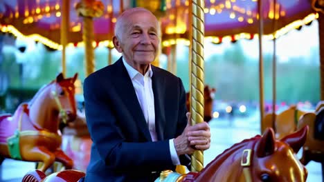 elderly man on a carousel