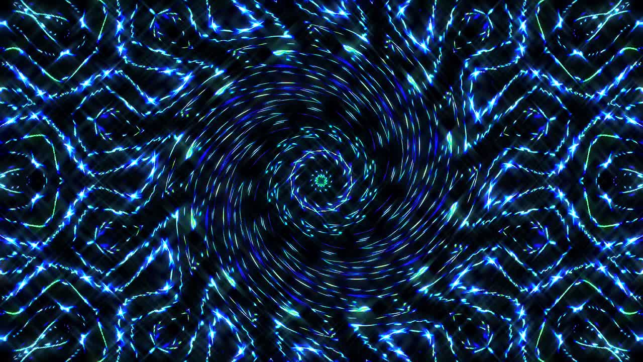 Abstract kaleidoscope shining beautiful smooth motion blue lines shining light arrangement