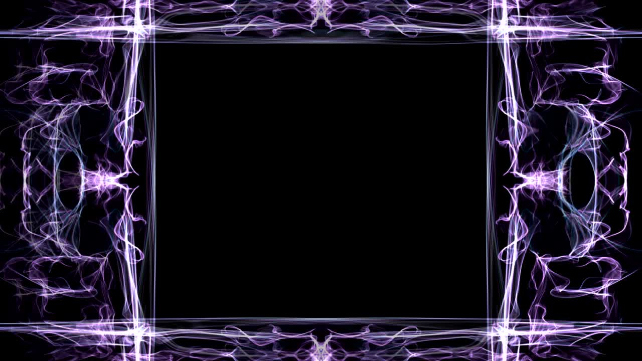 Unusual fractal frame, animated border for own message, purple curves on black background
