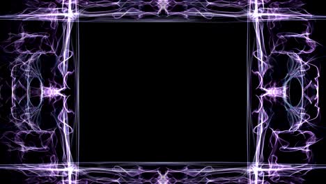 unusual fractal frame, animated border for own message, purple curves on black background