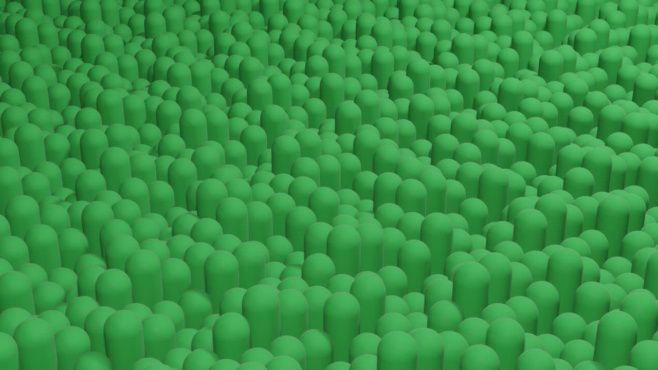 cilindros 3d redondeados verdes en un movimiento ondulado mínimo. animación gráfica de bucle sin costuras
