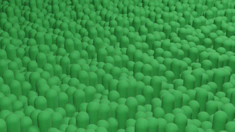 green rounded 3d cylinders in minimal wavy movement. motion graphic seamless looped animation