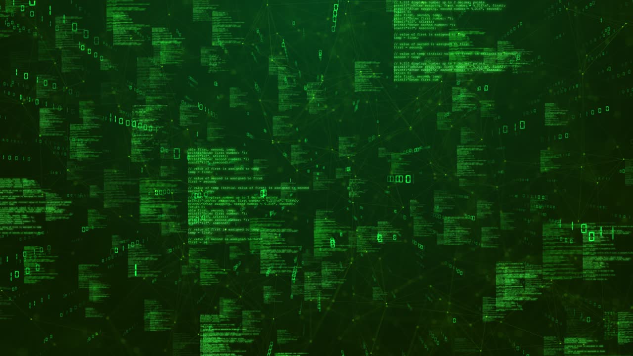 Floating green code streams digital matrix interface for coding visuals creates intense futuristic