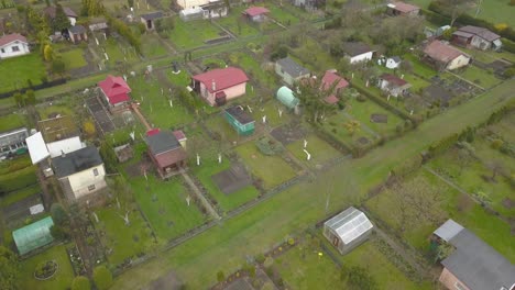 aerial of allotment gardening in residential area of the city, smart metropolitan green development