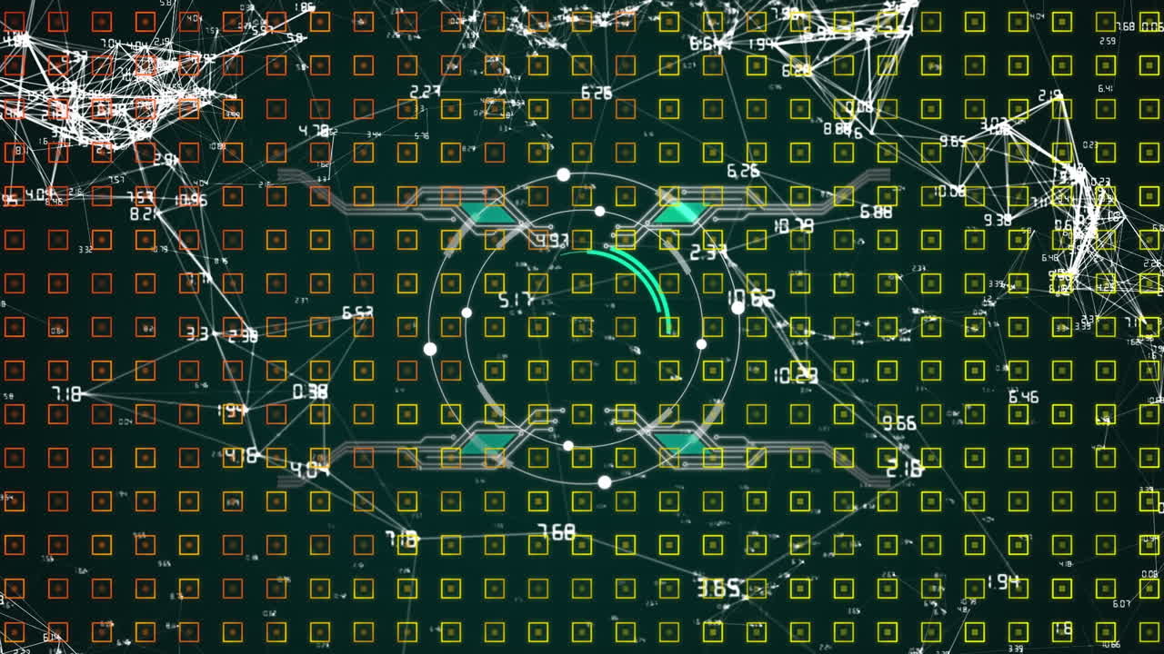 animación de la red de conexiones con escaneo de alcance sobre el patrón