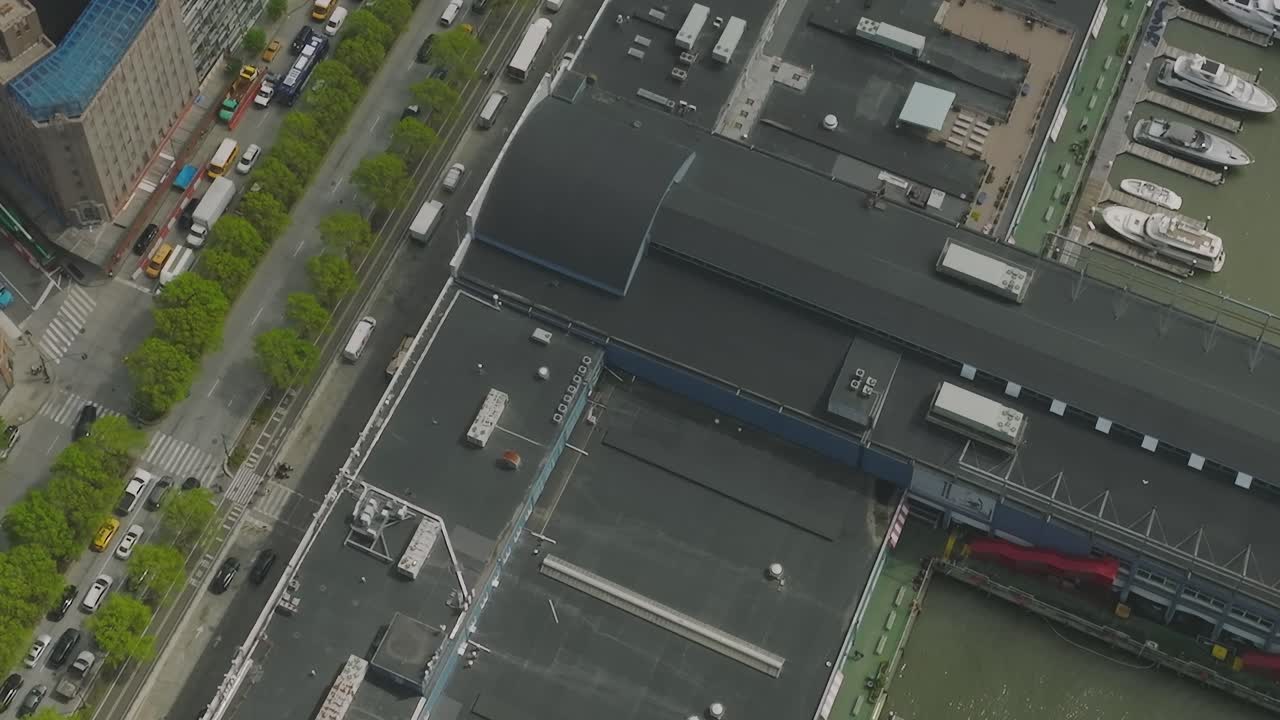 Aerial Cityscape View of Buildings and Traffic