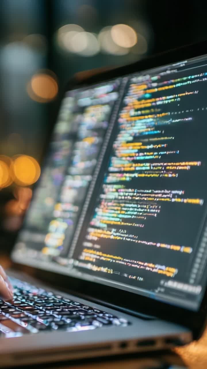 Exploring the World of Coding: A Close-Up on Programming Syntax Displayed on a Laptop Screen in a Softly Lit Environment