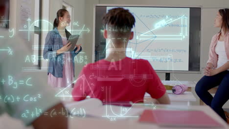 animation of ai data processing over diverse students at school