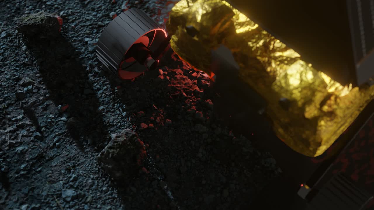 3D Animation of Lunar rover performing laser experiment on the Moon