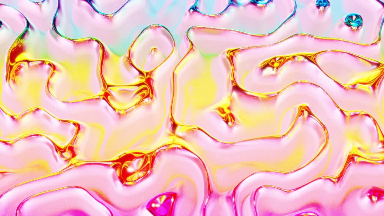 모양, 그라디언트 색상 및 흐름 파동이있는 액체의 아름다운 iridescent 파동 표면, 무지개 반이고 매트 액체, 부드러운 부드러운 애니메이션으로 창의적인 밝은 bg.