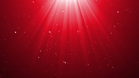 animation of falling confetti and light rays over red background