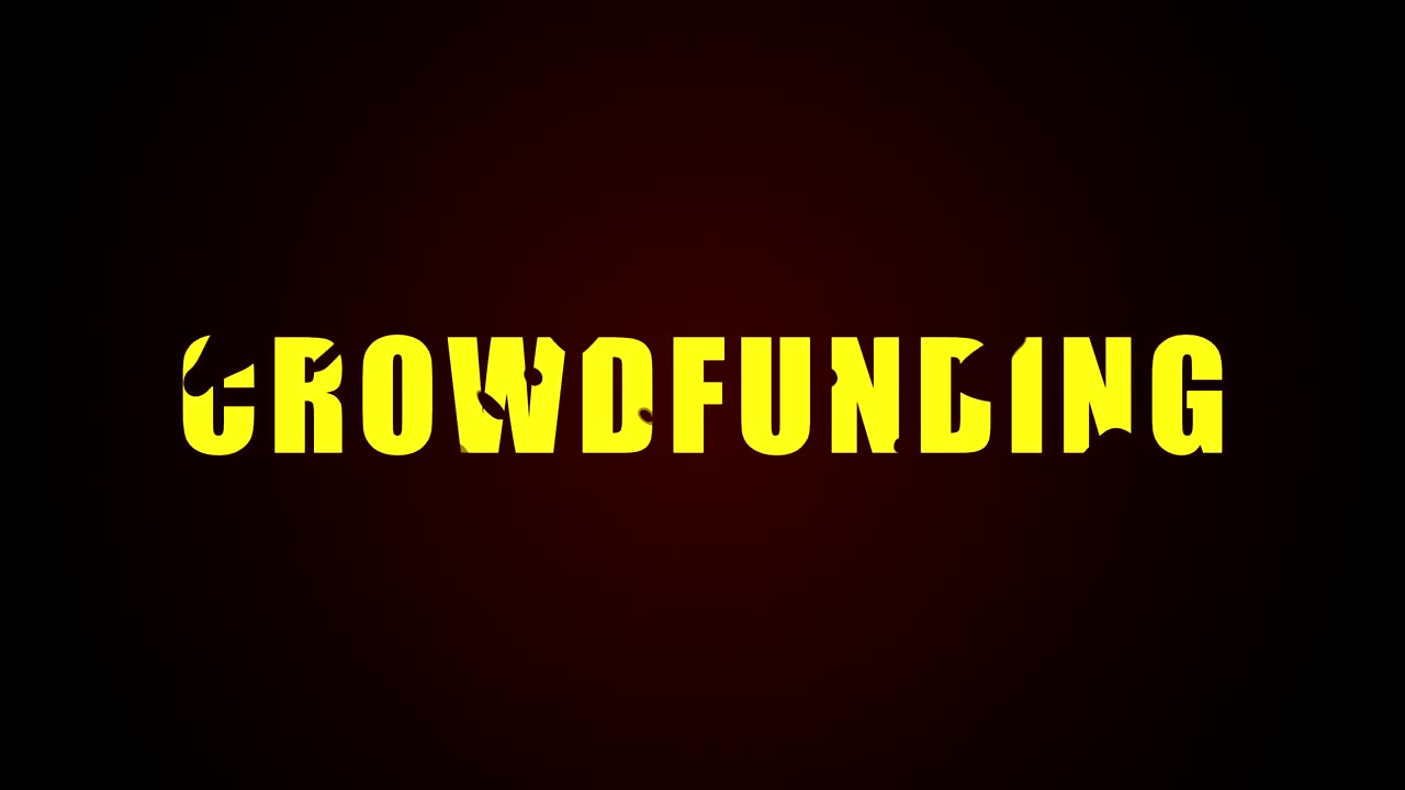 Crowdfunding text. Liquid animation background