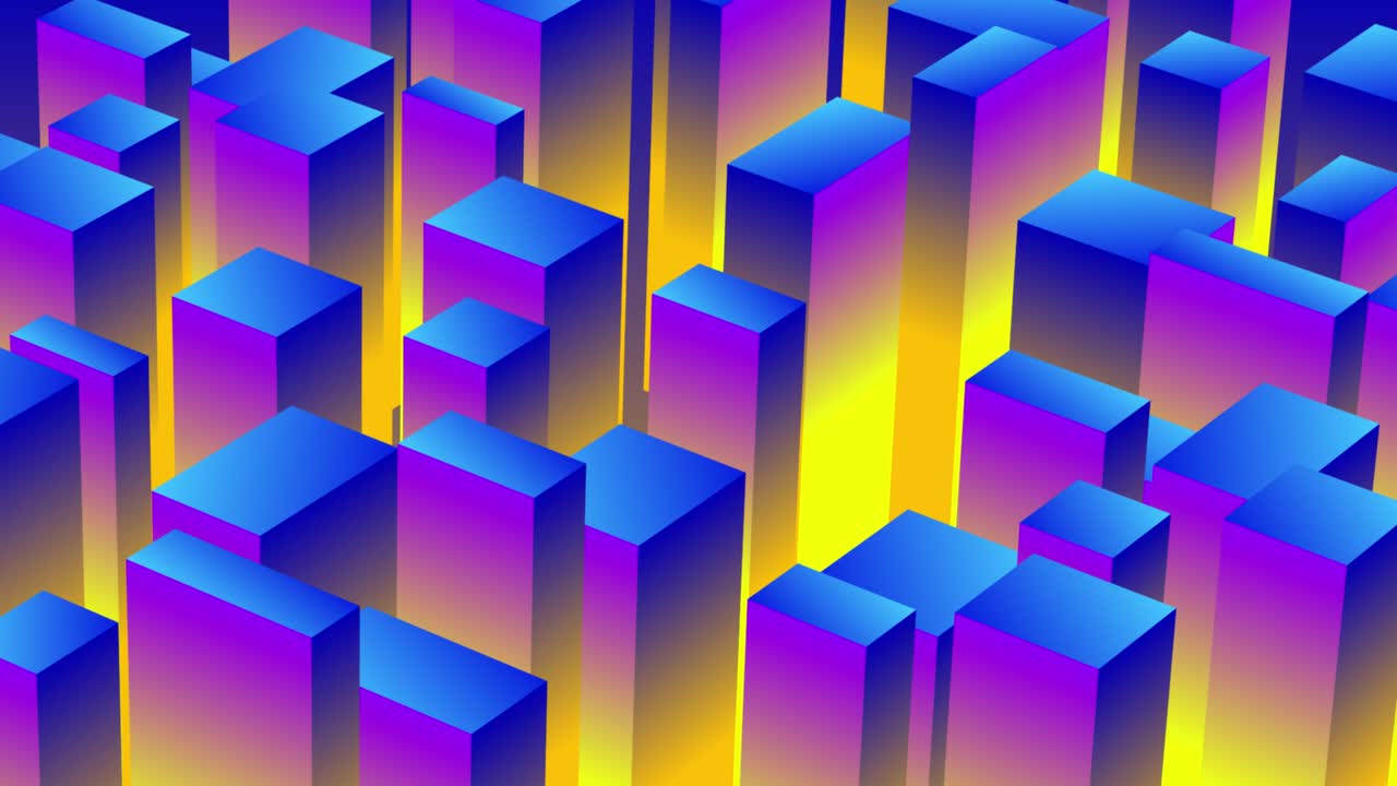 3d animación cubos gráficos de movimiento movimiento formas de movimiento retro gradiente color efecto visual fondo arriba abajo 4k rosa amarillo