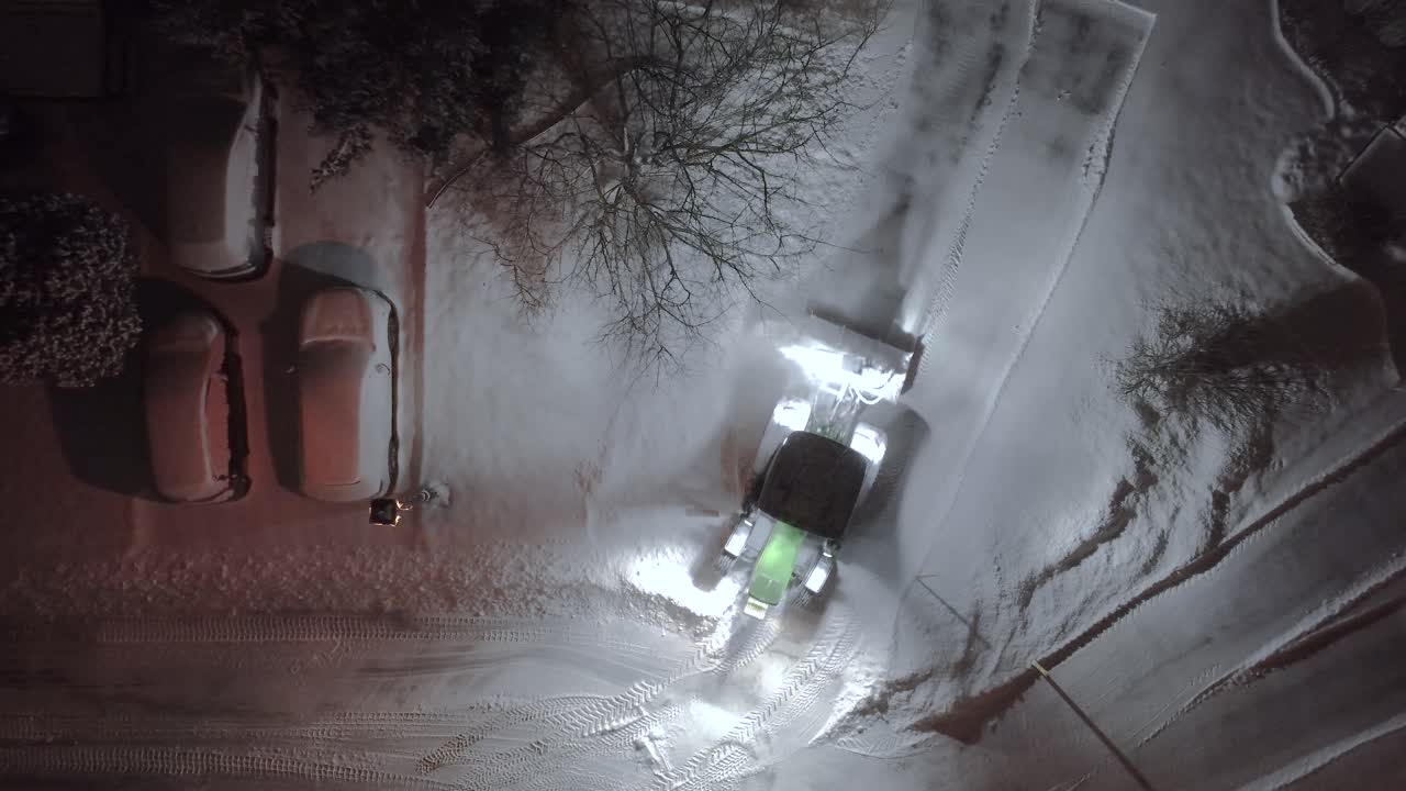 Snow removal equipment clearing the roadways in St-Constant, Quebec