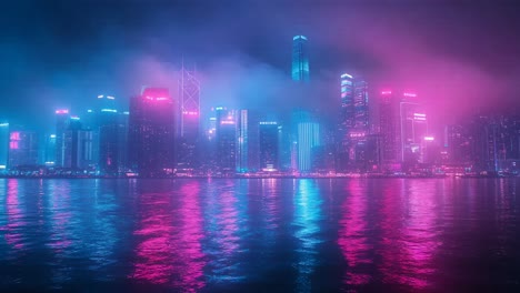 neon-lit hong kong skyline at night